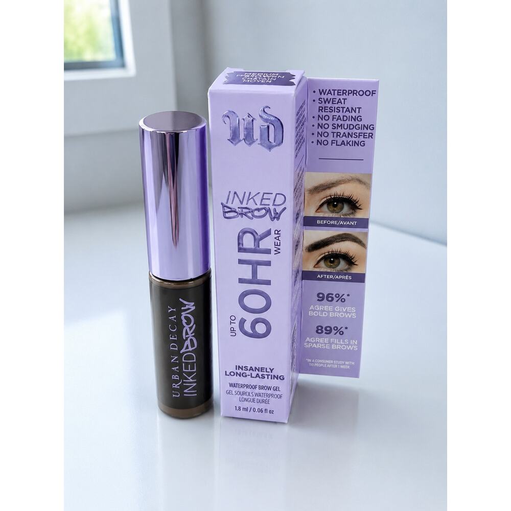 Urban Decay Inked Brow Gel Soft Medium Brown Waterproof 60HR Wear New In Box